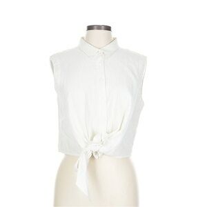 INTERMIX Ivory Sleeveless Button-Down Shirt